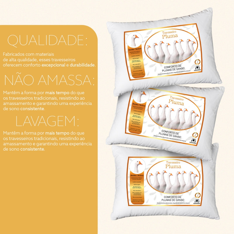 Travesseiro Luxuoso com Penas e Plumas de Ganso