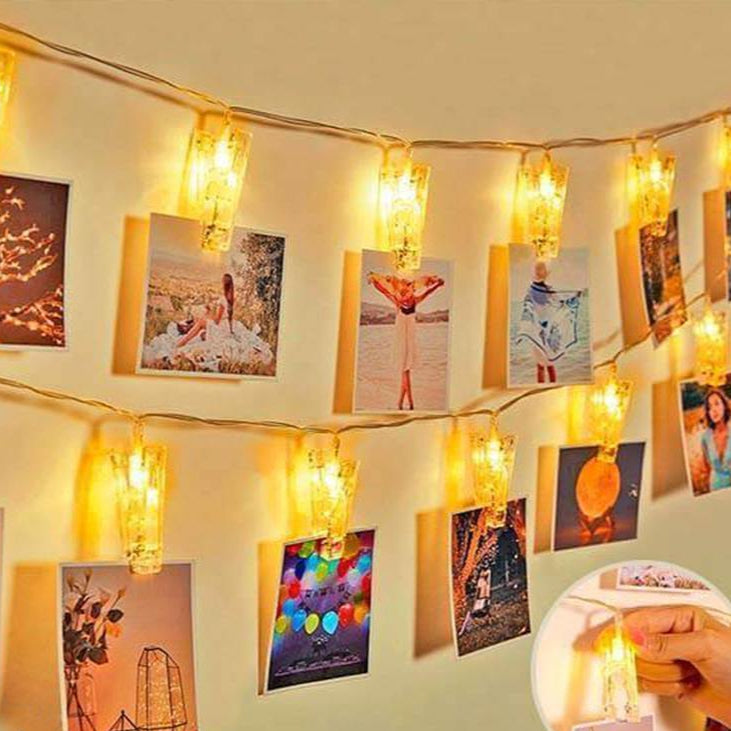 Cordão de Luzes Led com Pregadores para Fotografias