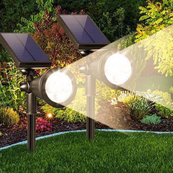 Kit com 2 Luz de Foco Externa com Painel Solar