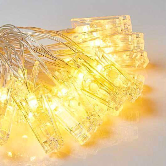 Cordão de Luzes Led com Pregadores para Fotografias